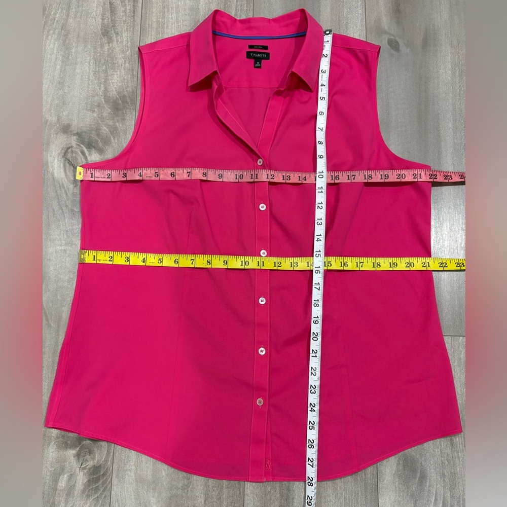 Talbots Sleeveless Button-Front Blouse in Fuchsia - Picture 3 of 8